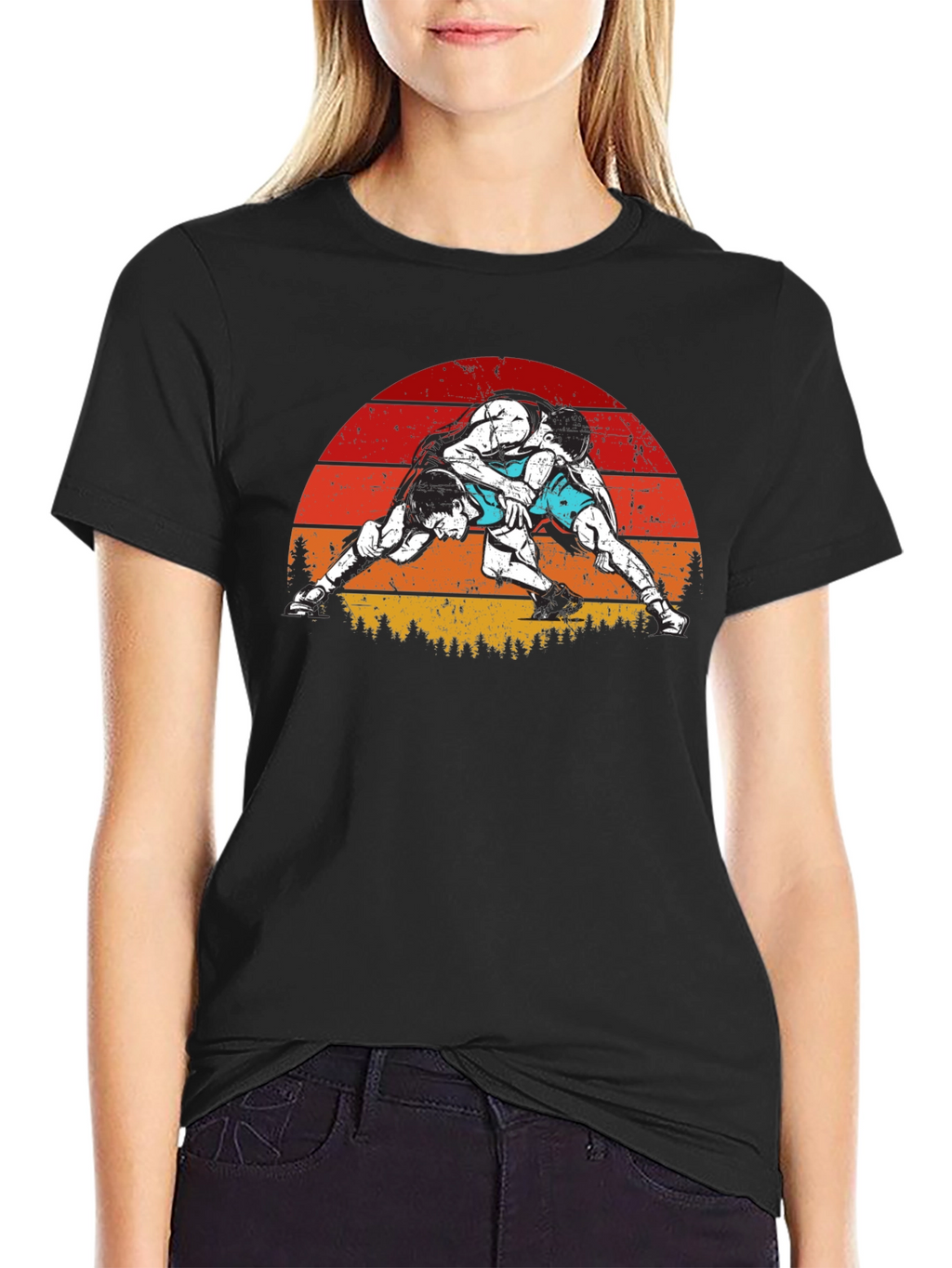 Wrestling Sunset Graphic T-Shirt