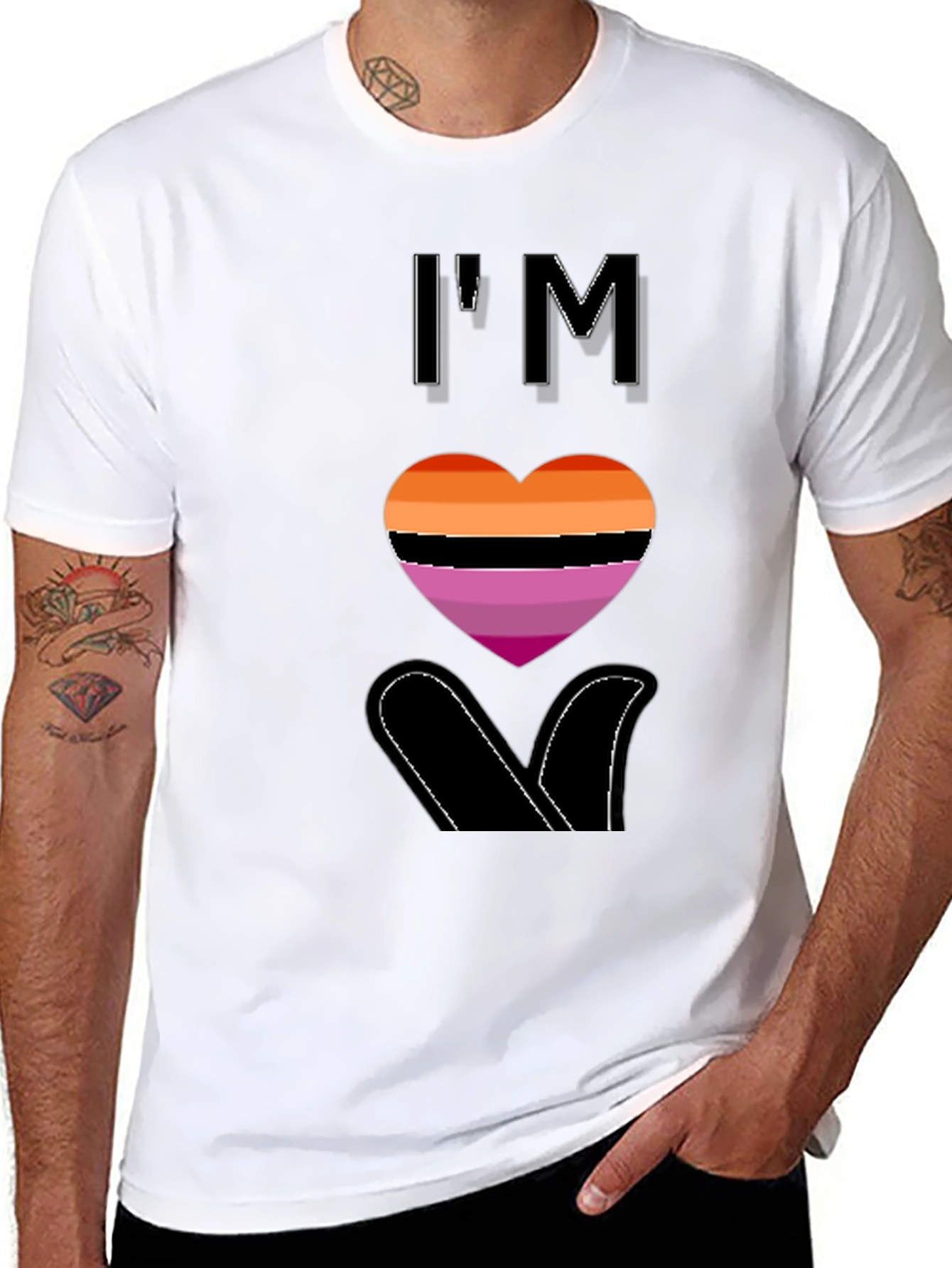 Lesbian Pride Heart Graphic T-Shirt