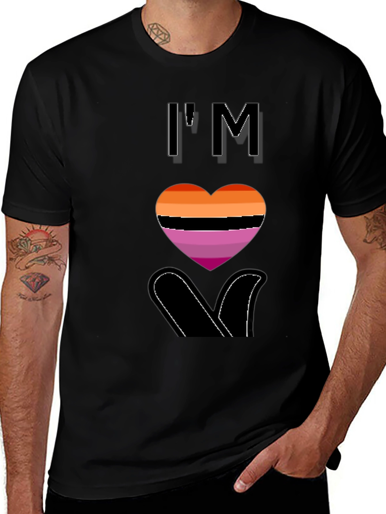 Lesbian Pride Heart Graphic T-Shirt