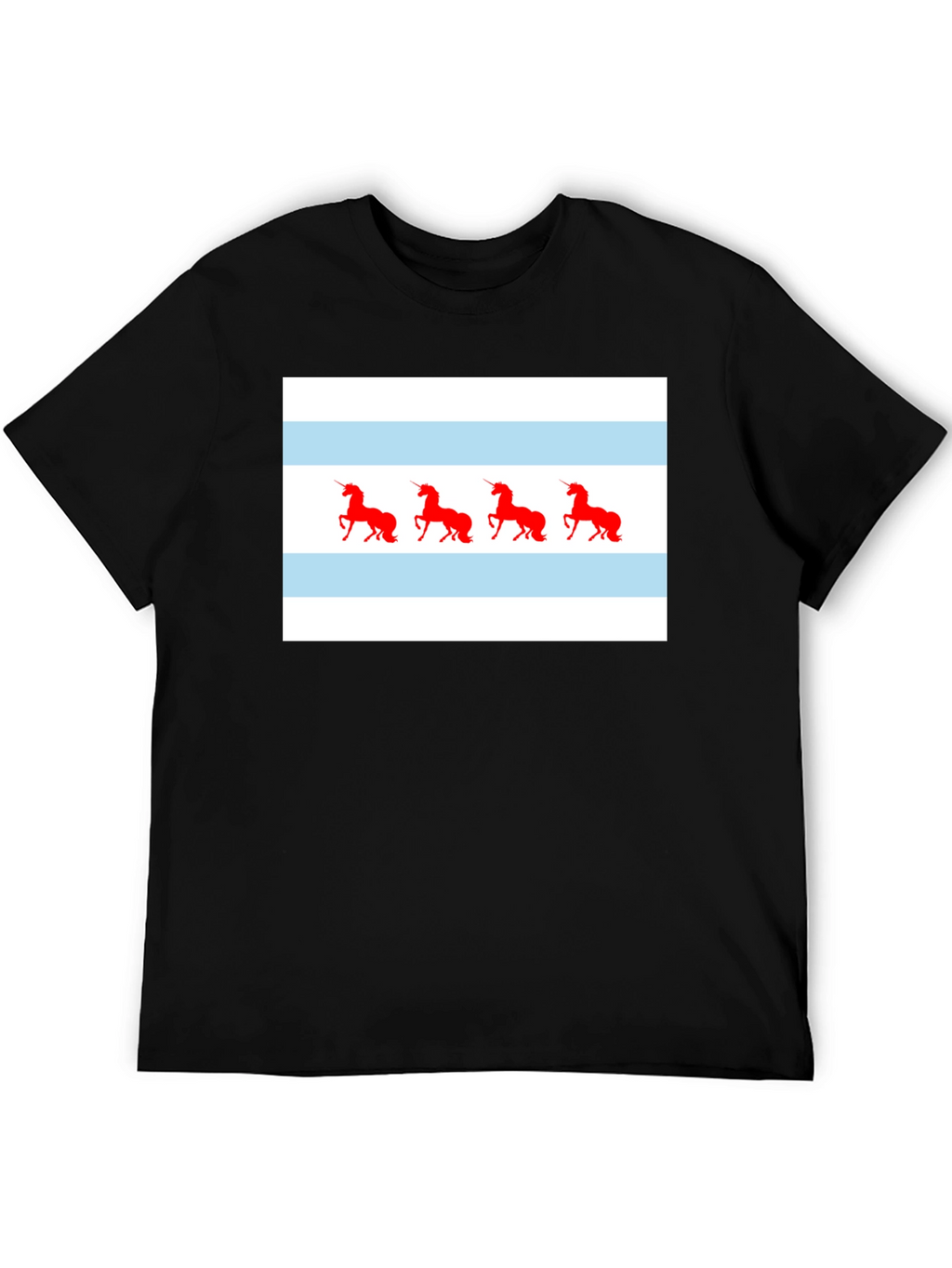 Unicorn Chicago Flag T-Shirt - Black
