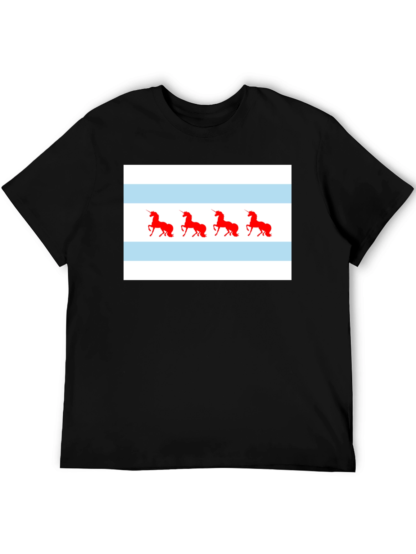 Unicorn Chicago Flag T-Shirt - Black