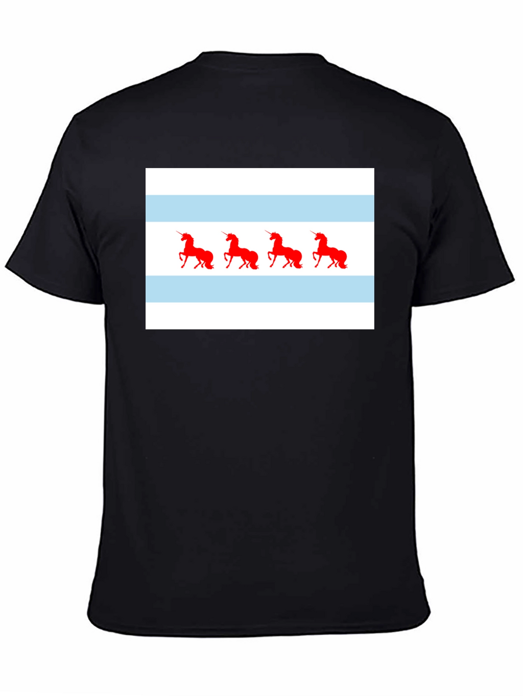 Unicorn Chicago Flag T-Shirt - Black