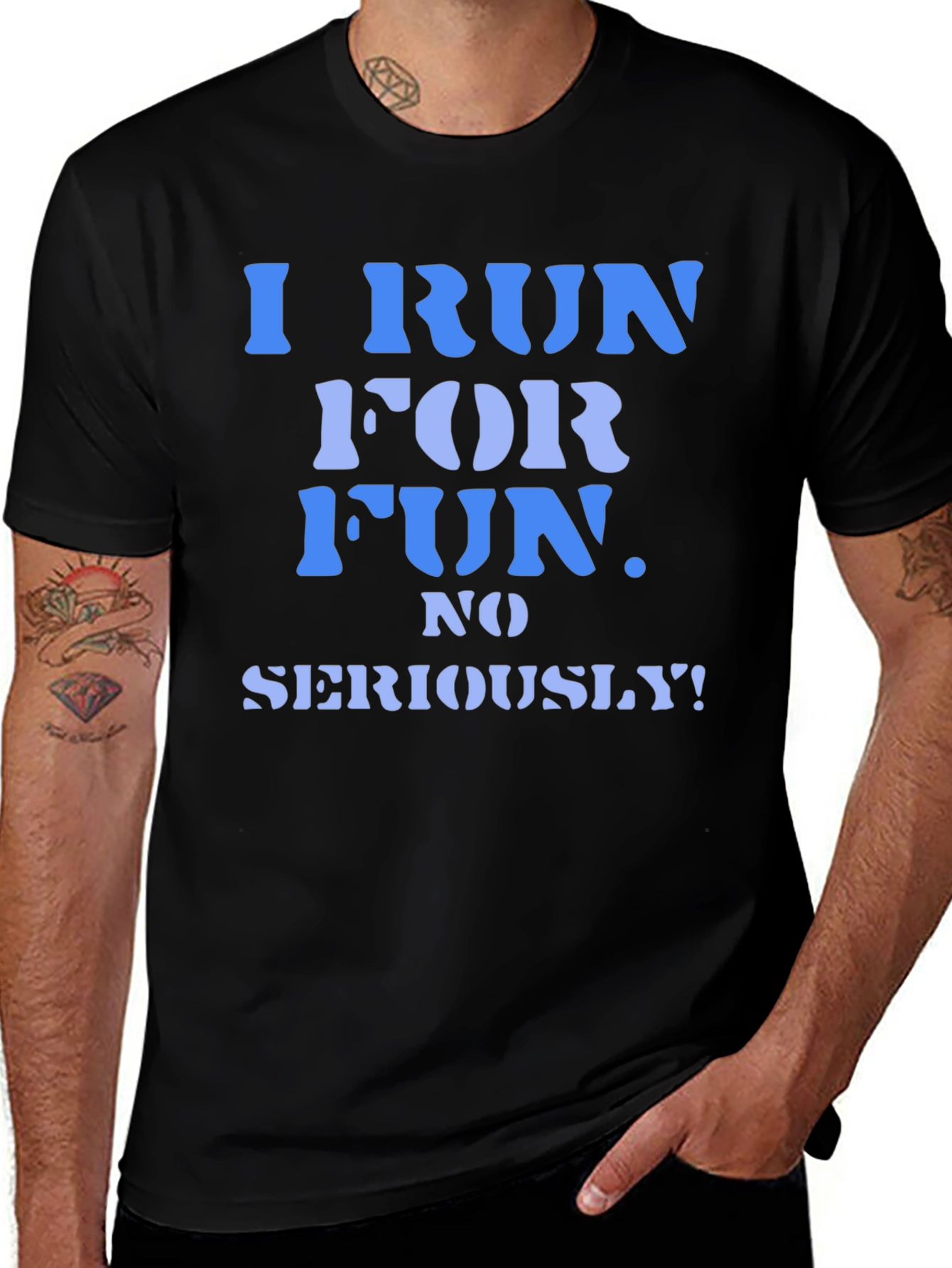 I Run For Fun Mens Black Graphic T-Shirt