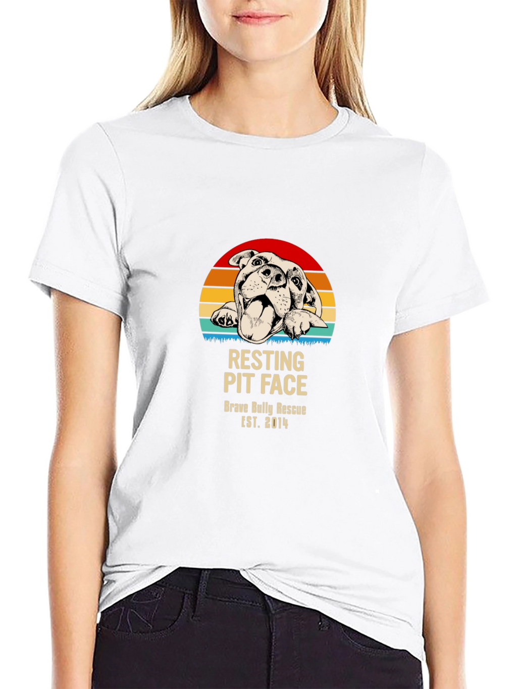 Resting Pit Face T-Shirt – Retro Bully Rescue Dog Graphic Tee