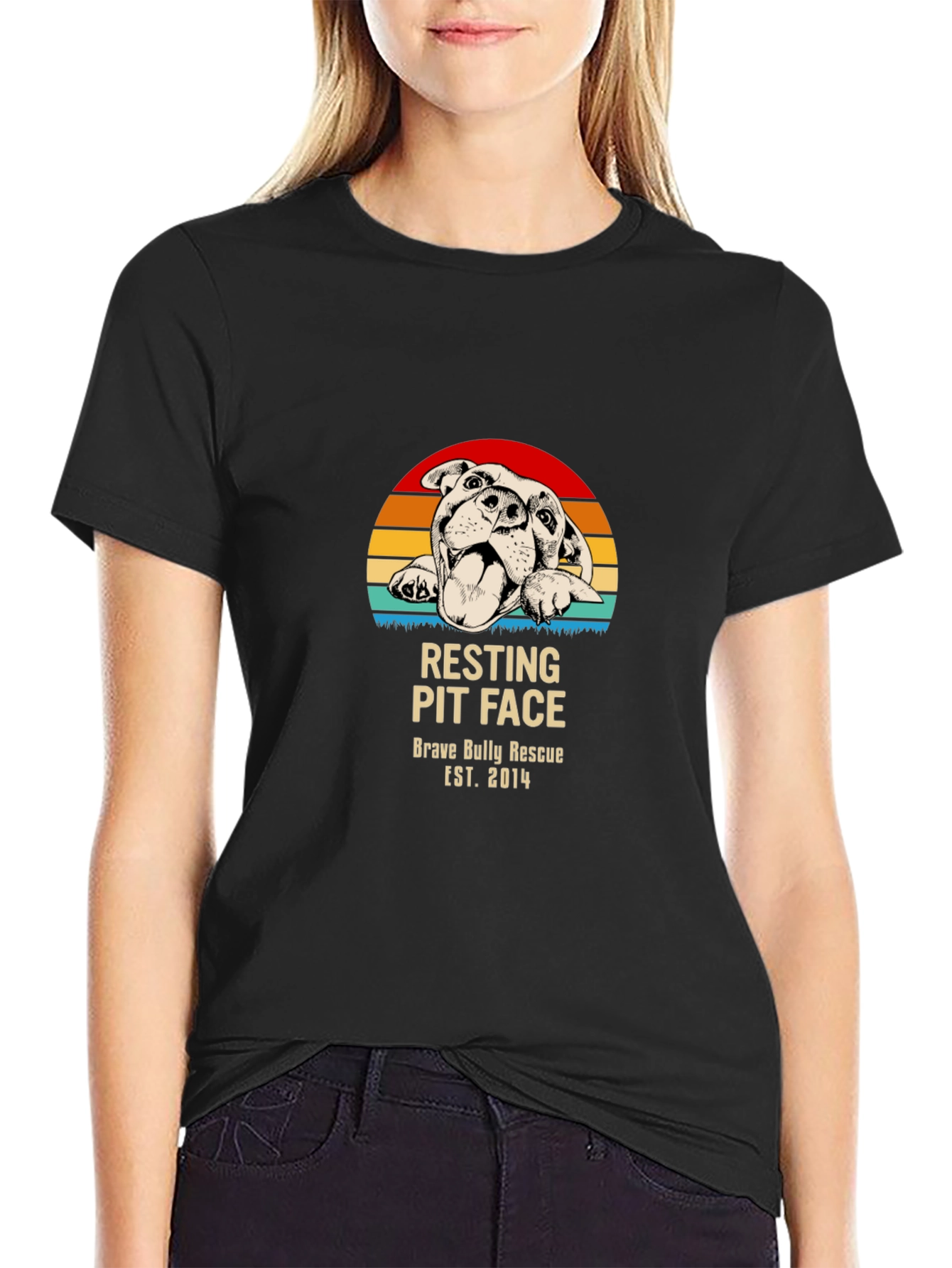 Resting Pit Face T-Shirt – Retro Bully Rescue Dog Graphic Tee