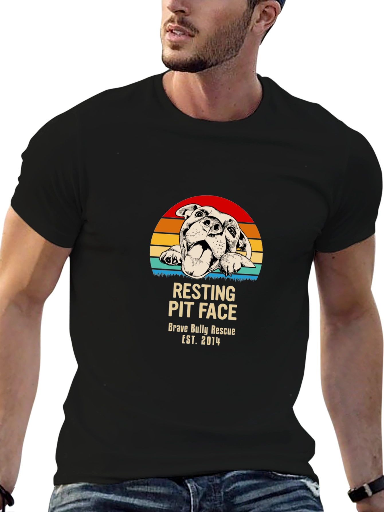 Resting Pit Face T-Shirt – Retro Bully Rescue Dog Graphic Tee