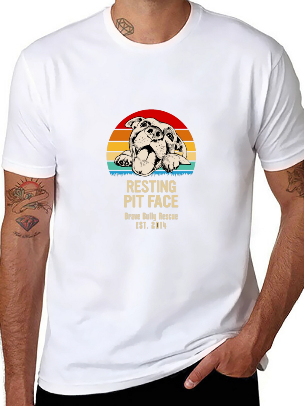 Resting Pit Face T-Shirt – Retro Bully Rescue Dog Graphic Tee
