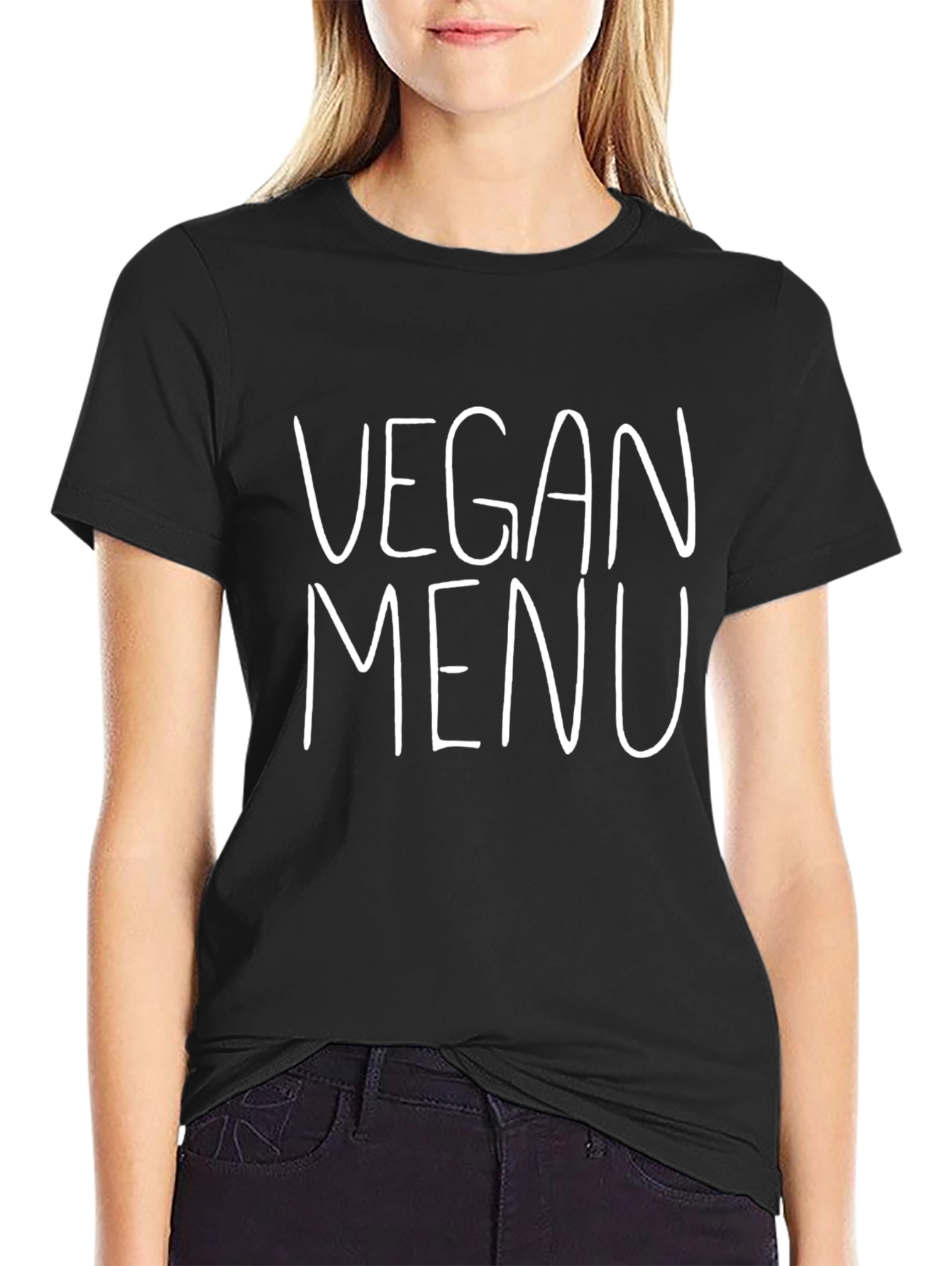 Vegan Menu Graphic Print T-Shirt - Black