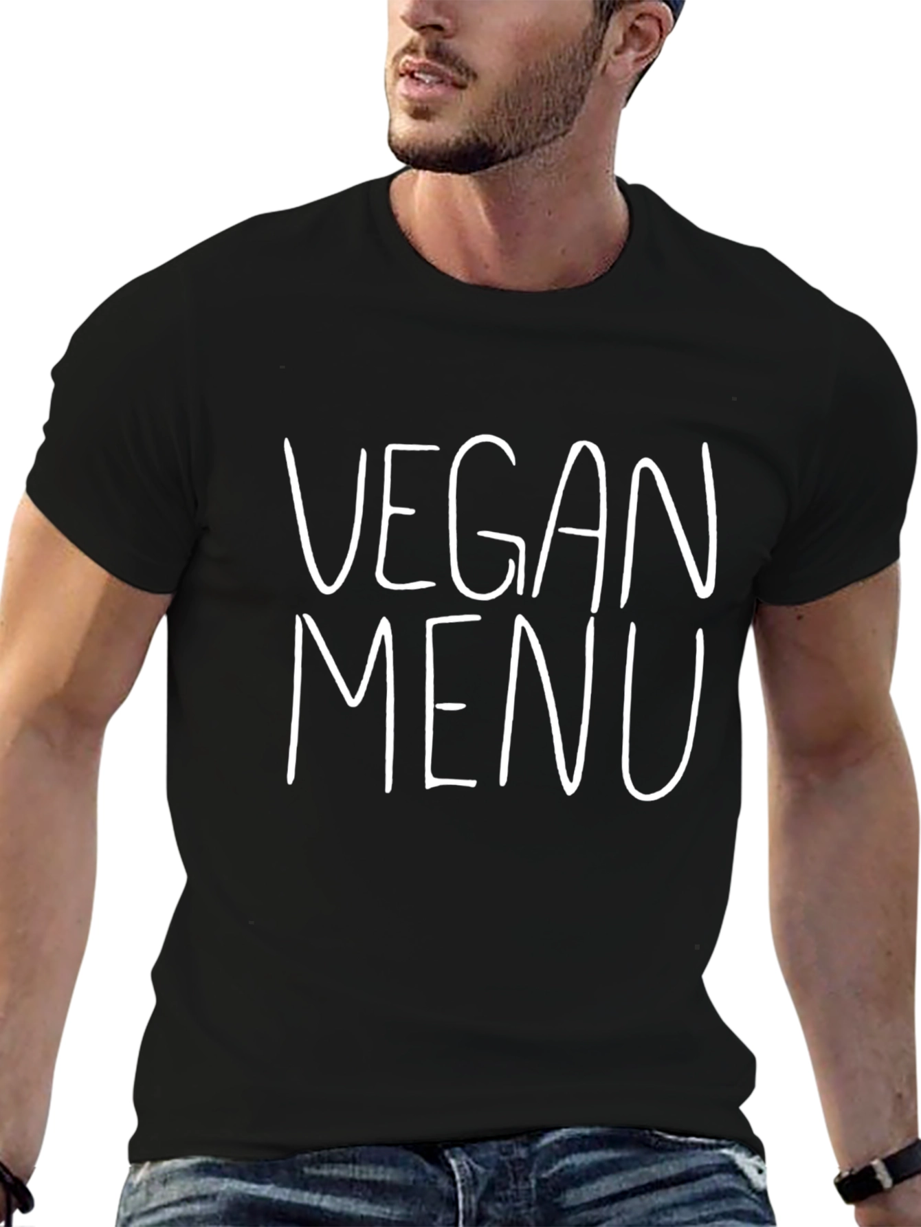 Vegan Menu Graphic Print T-Shirt - Black