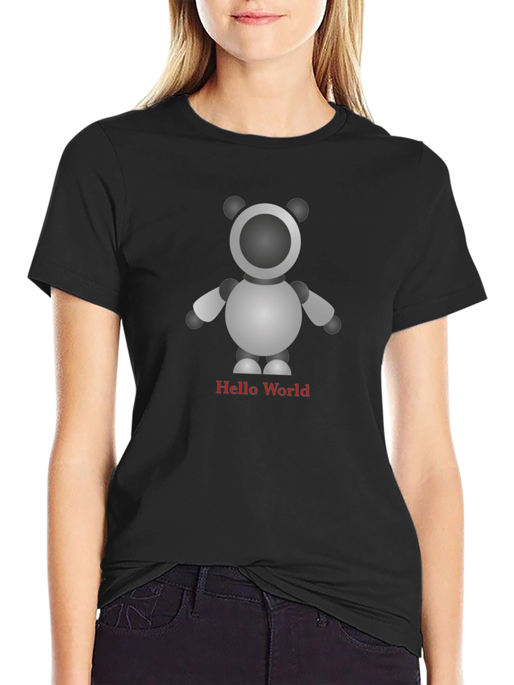 Robot Hello World Black T-Shirt