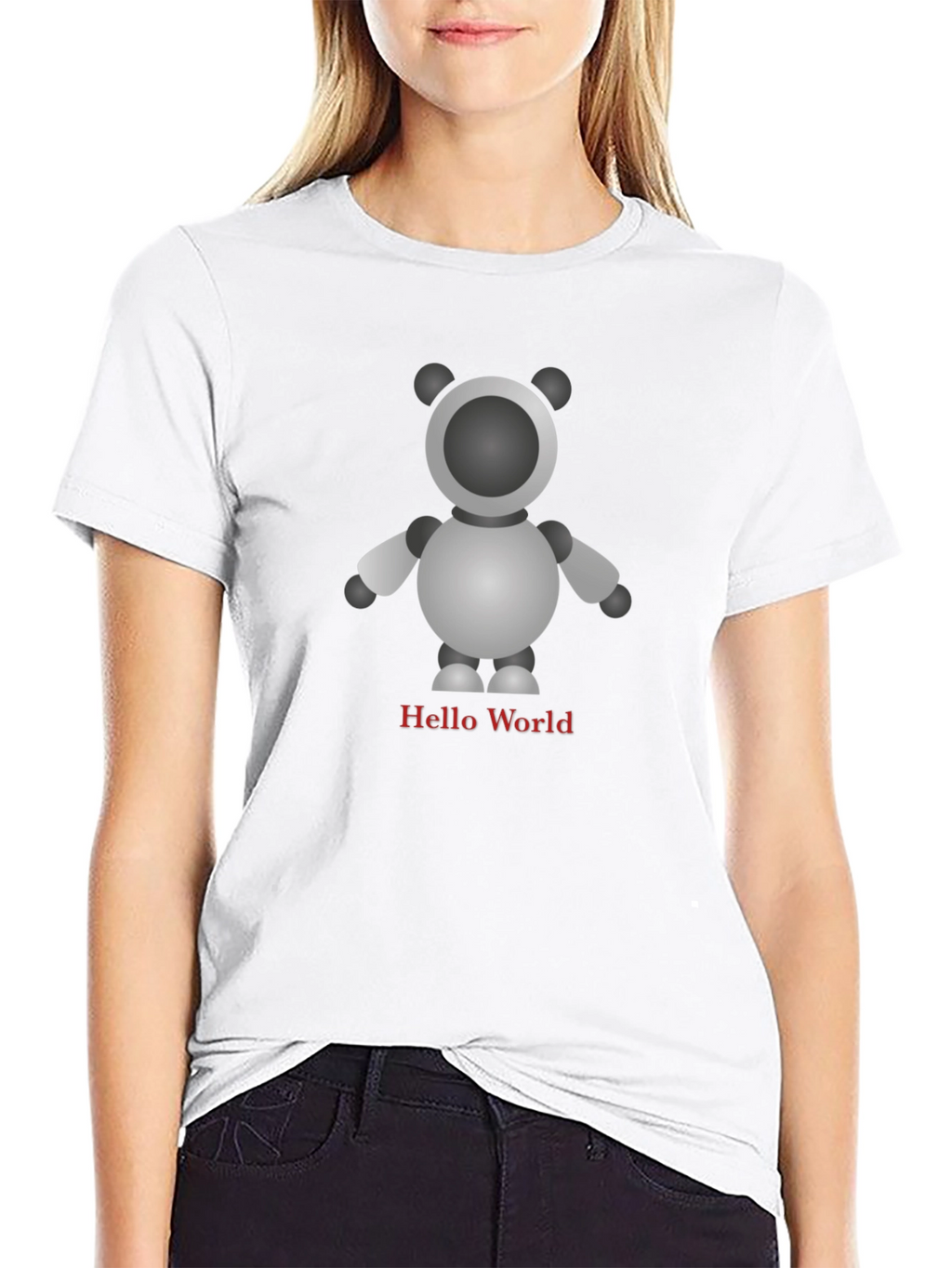 Robot Hello World Black T-Shirt