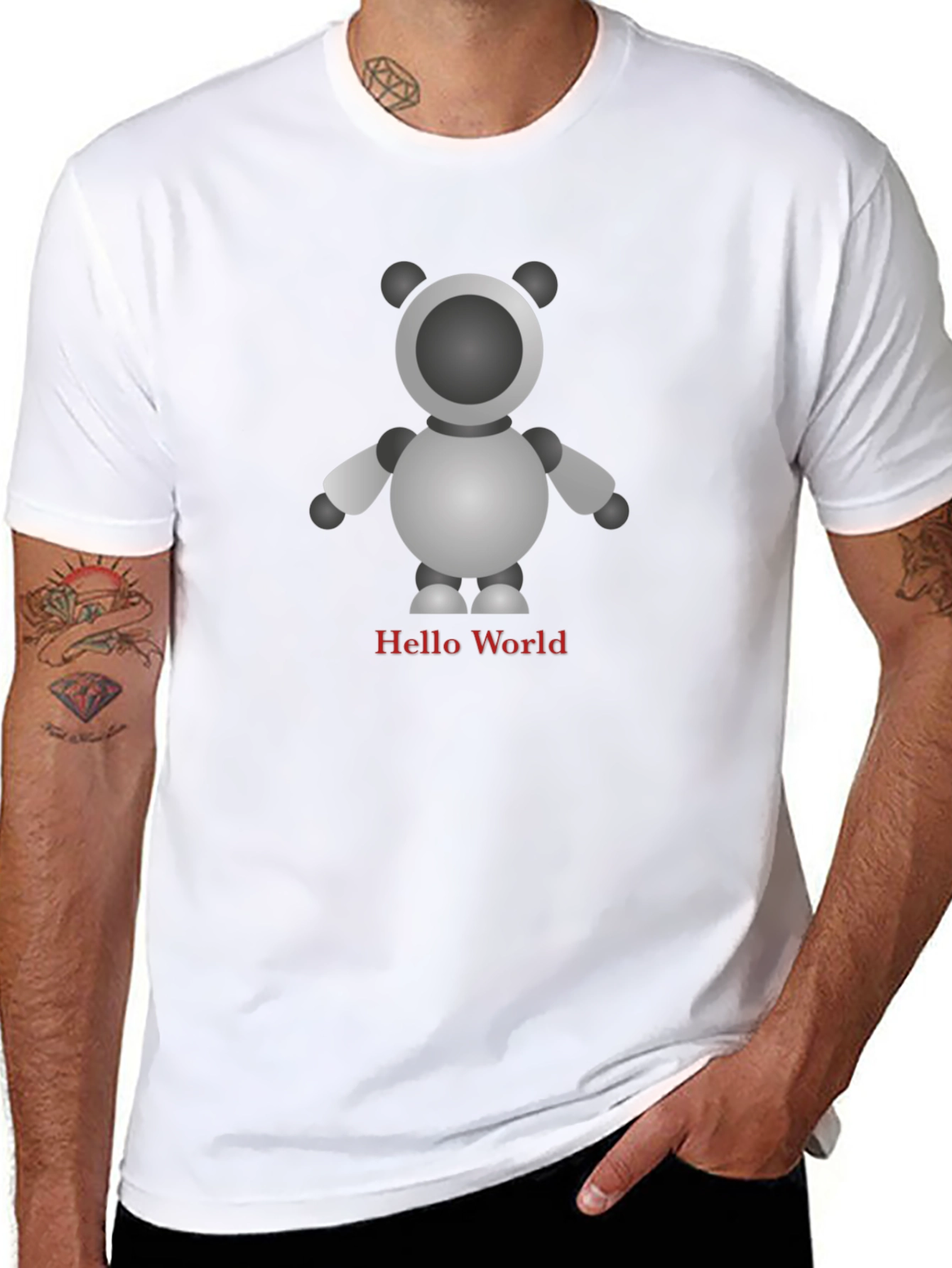 Robot Hello World Black T-Shirt