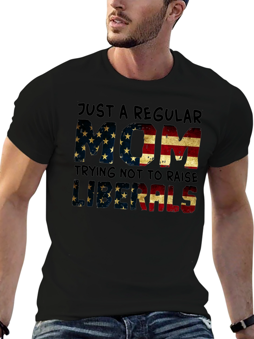 Regular Mom T-Shirt - American Flag Design