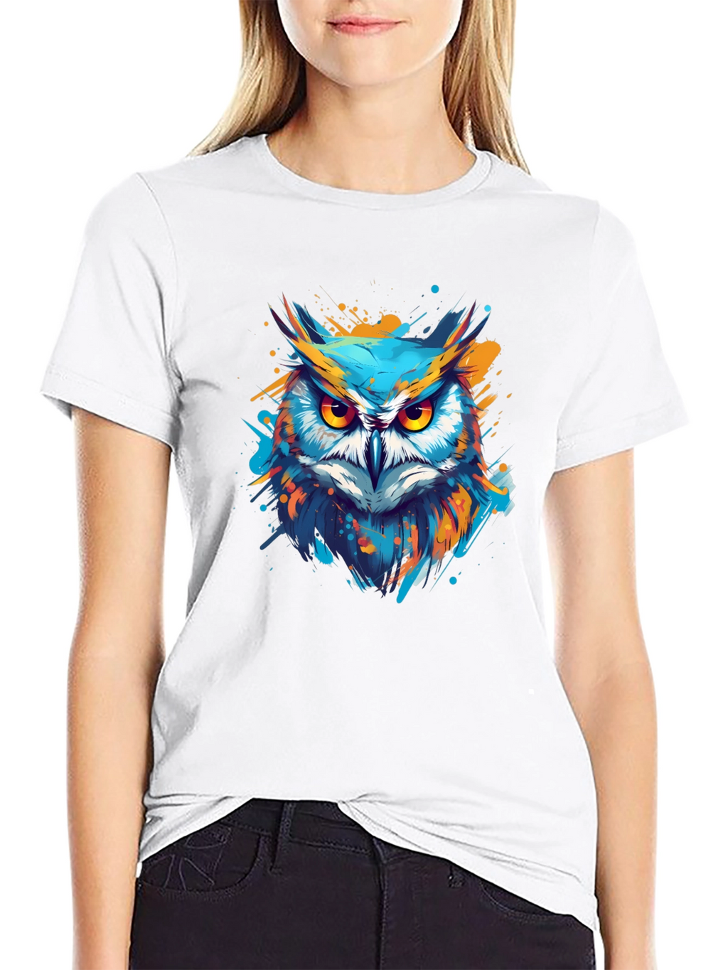 Stylish Owl Graphic Black T-Shirt