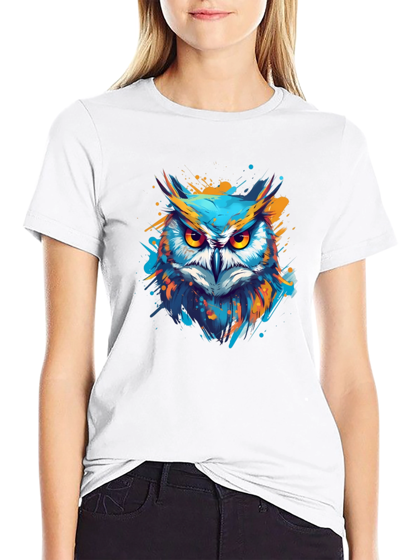 Stylish Owl Graphic Black T-Shirt