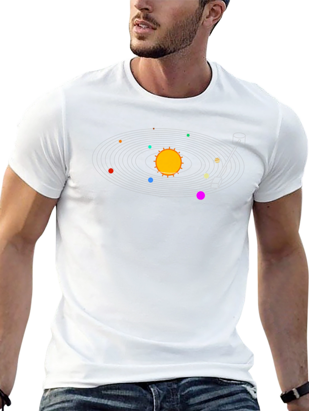 Solar System Turntable Graphic T-Shirt