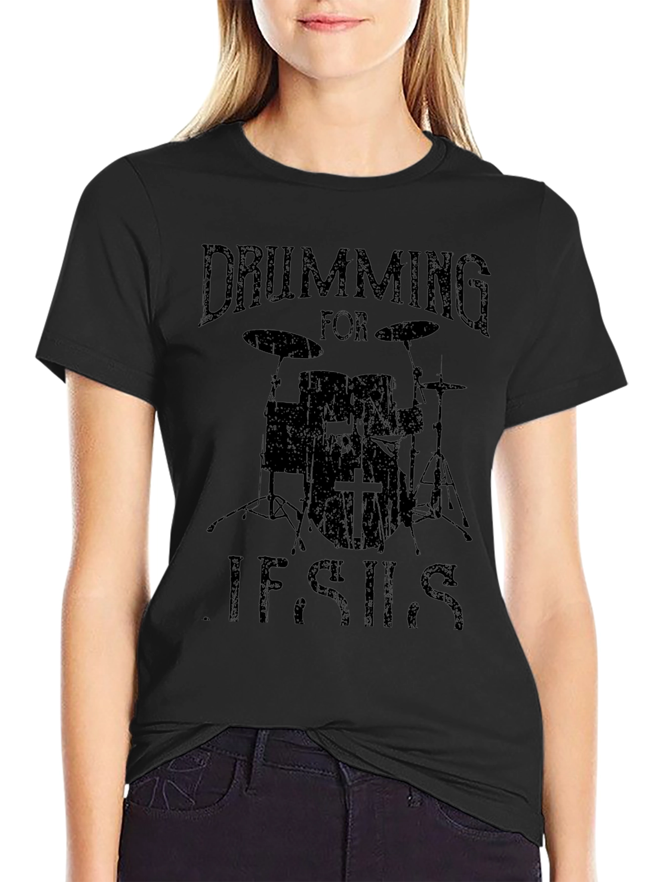 Drumming for Jesus Black T-Shirt