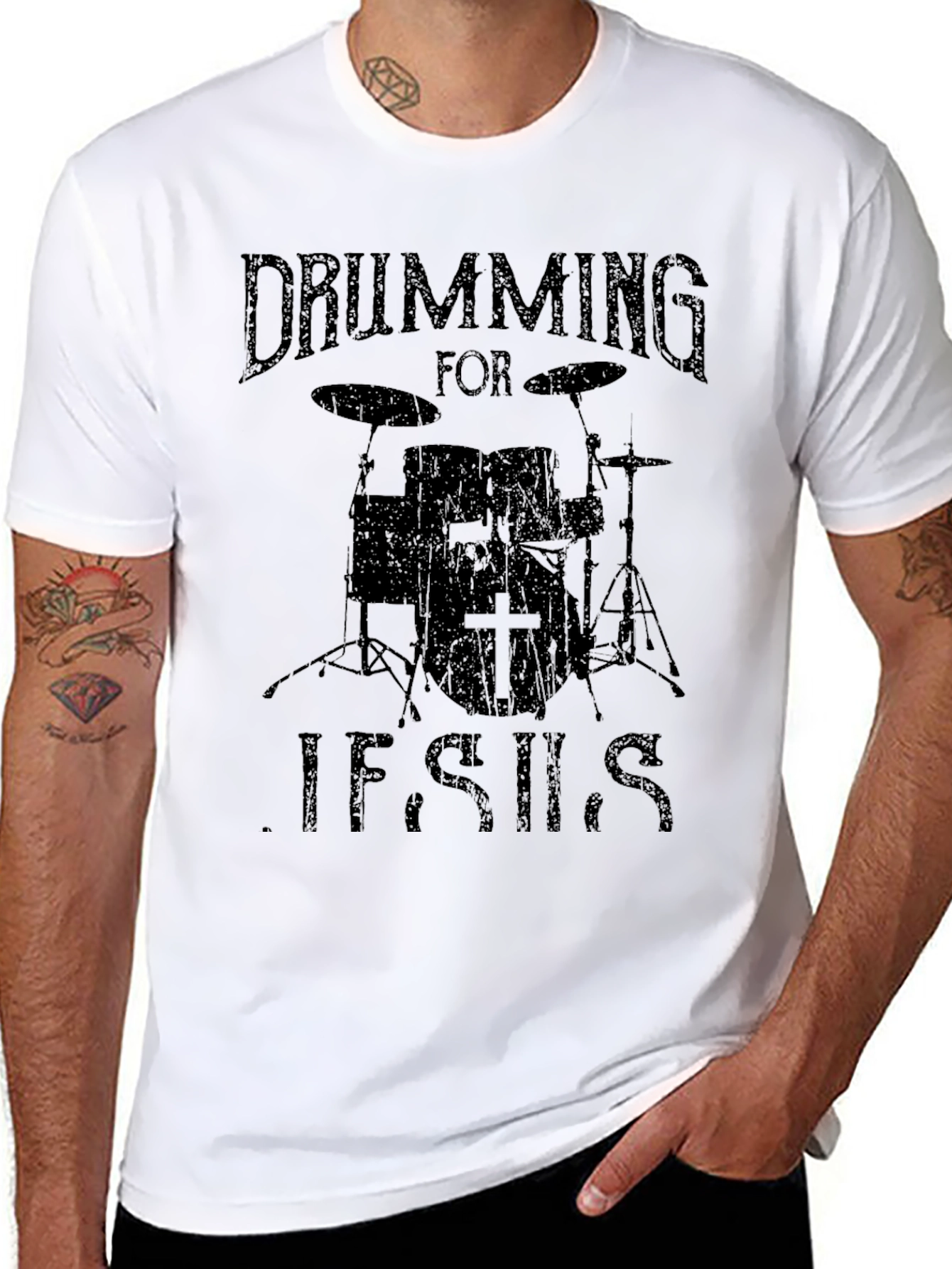 Drumming for Jesus Black T-Shirt