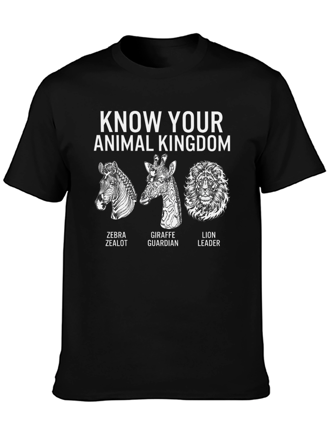 Animal Kingdom T-Shirt - Zebra Giraffe Lion Design