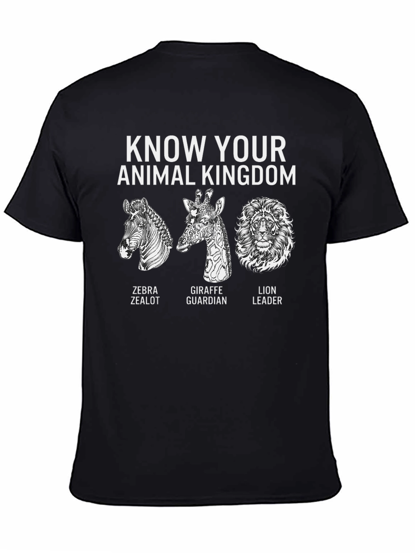Animal Kingdom T-Shirt - Zebra Giraffe Lion Design