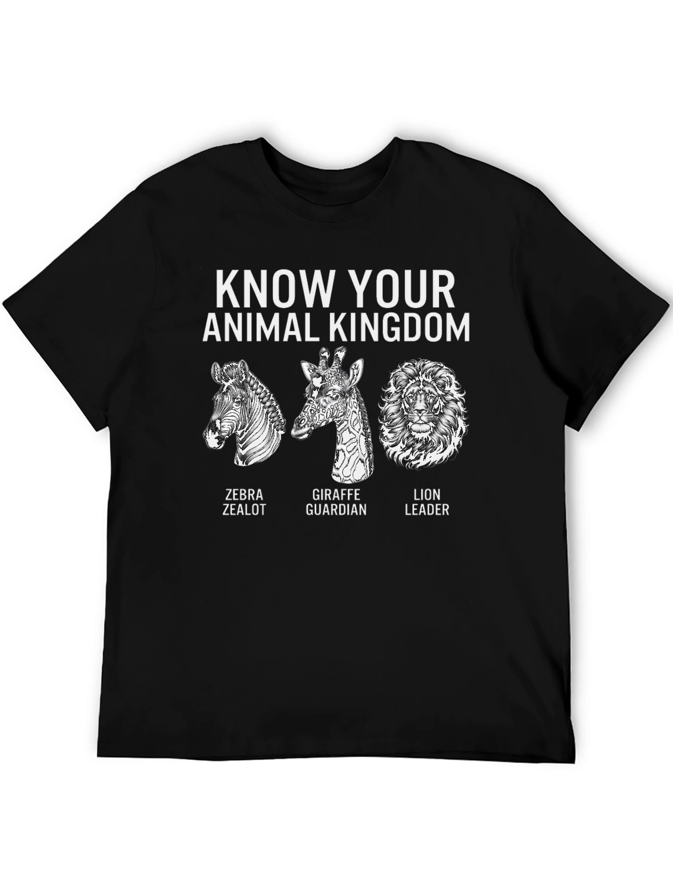 Animal Kingdom T-Shirt - Zebra Giraffe Lion Design