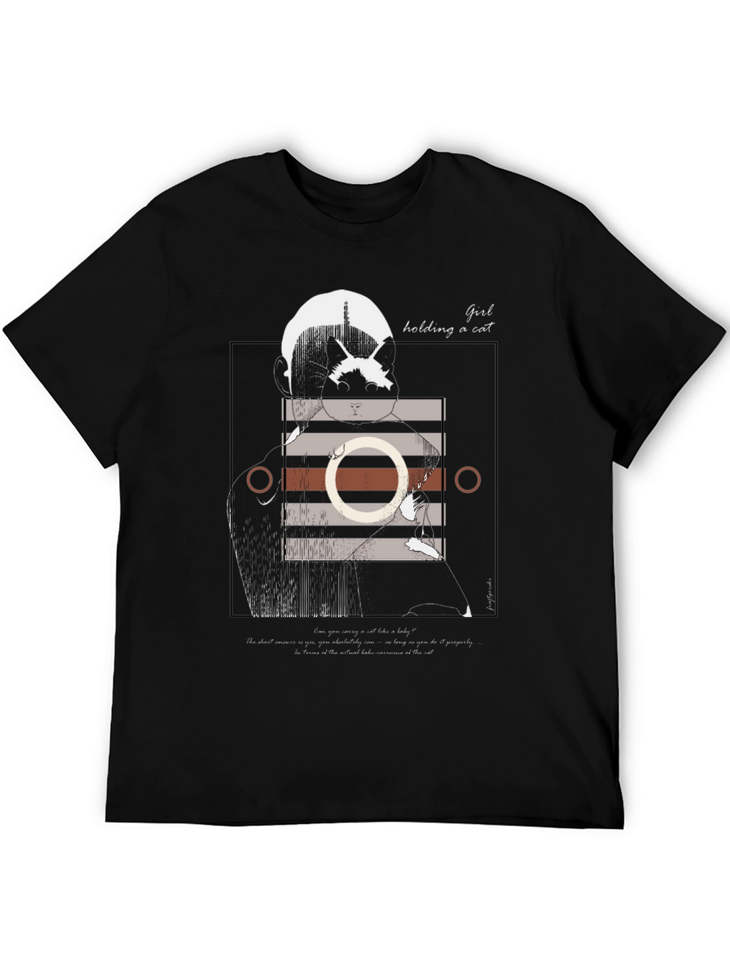 Graphic Tee: Girl Holding a Cat