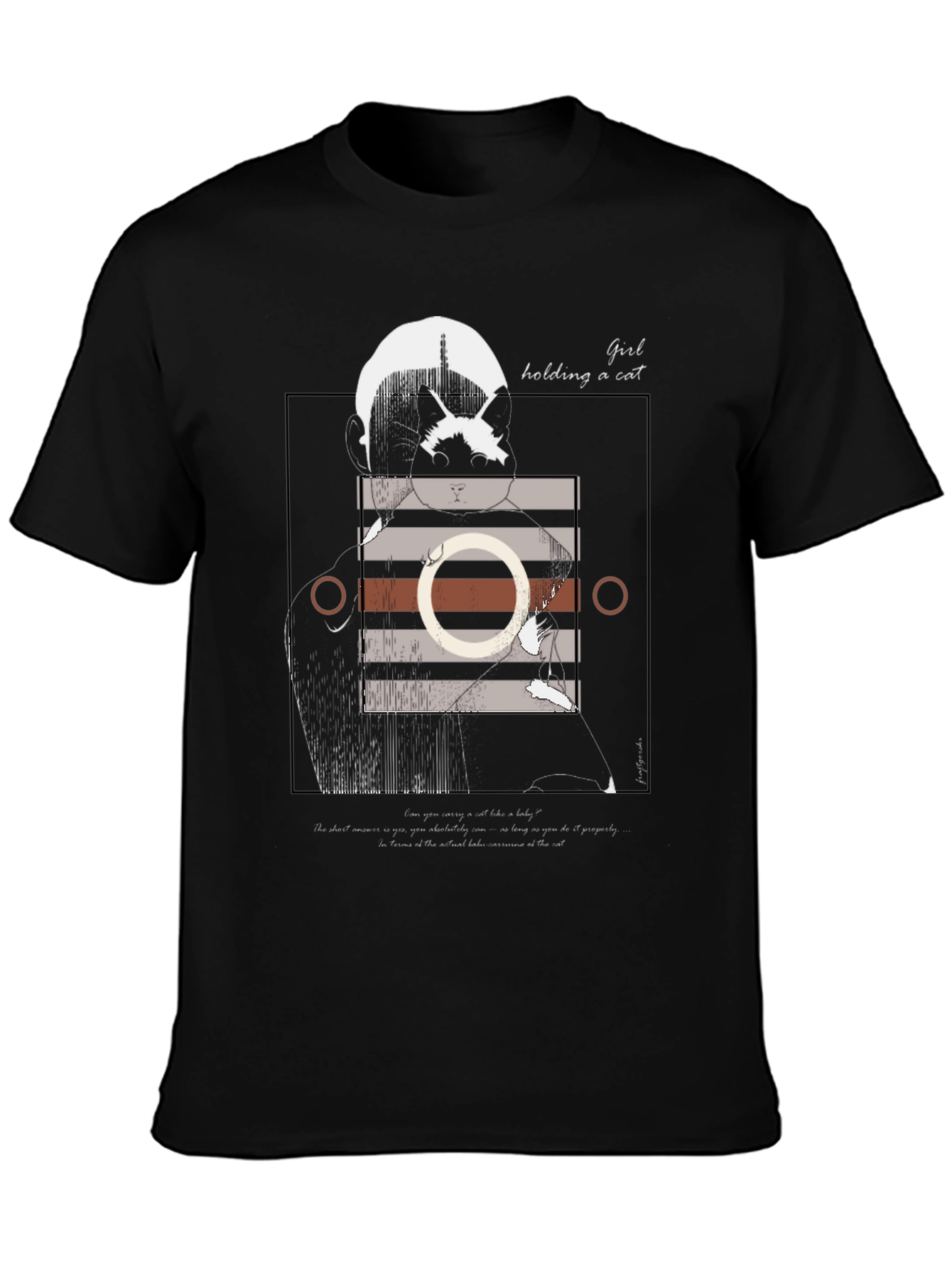 Graphic Tee: Girl Holding a Cat