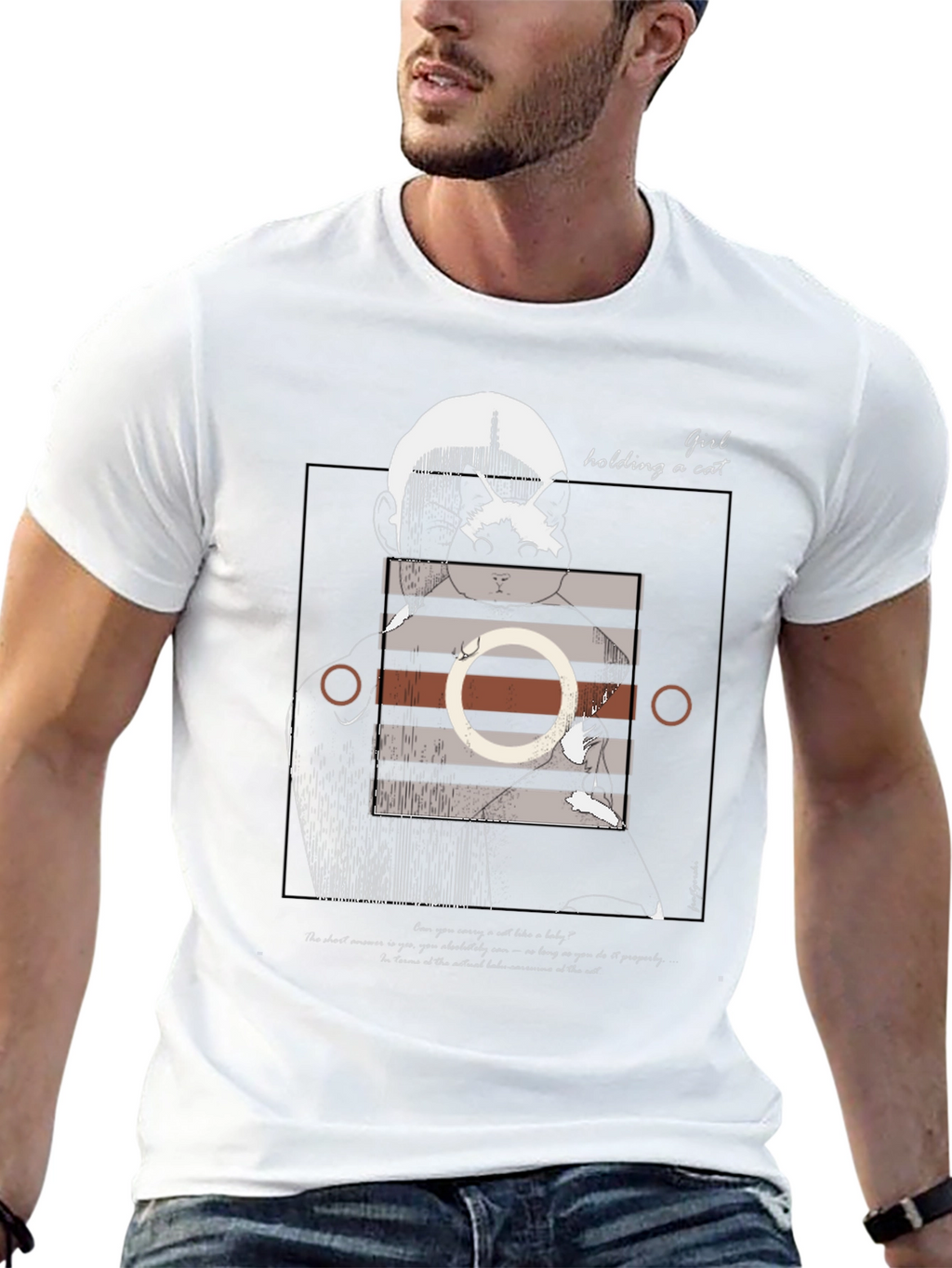 Graphic Tee: Girl Holding a Cat