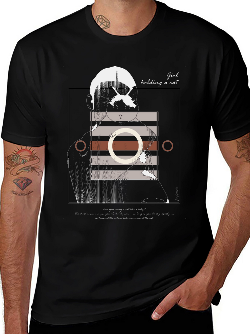 Graphic Tee: Girl Holding a Cat