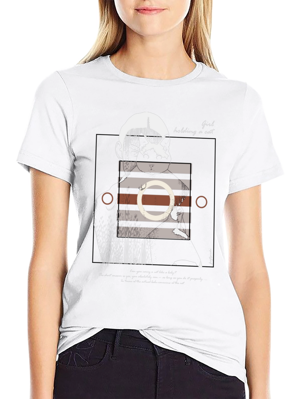 Graphic Tee: Girl Holding a Cat