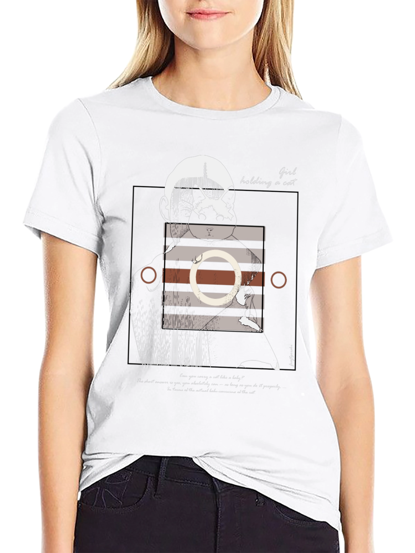 Graphic Tee: Girl Holding a Cat