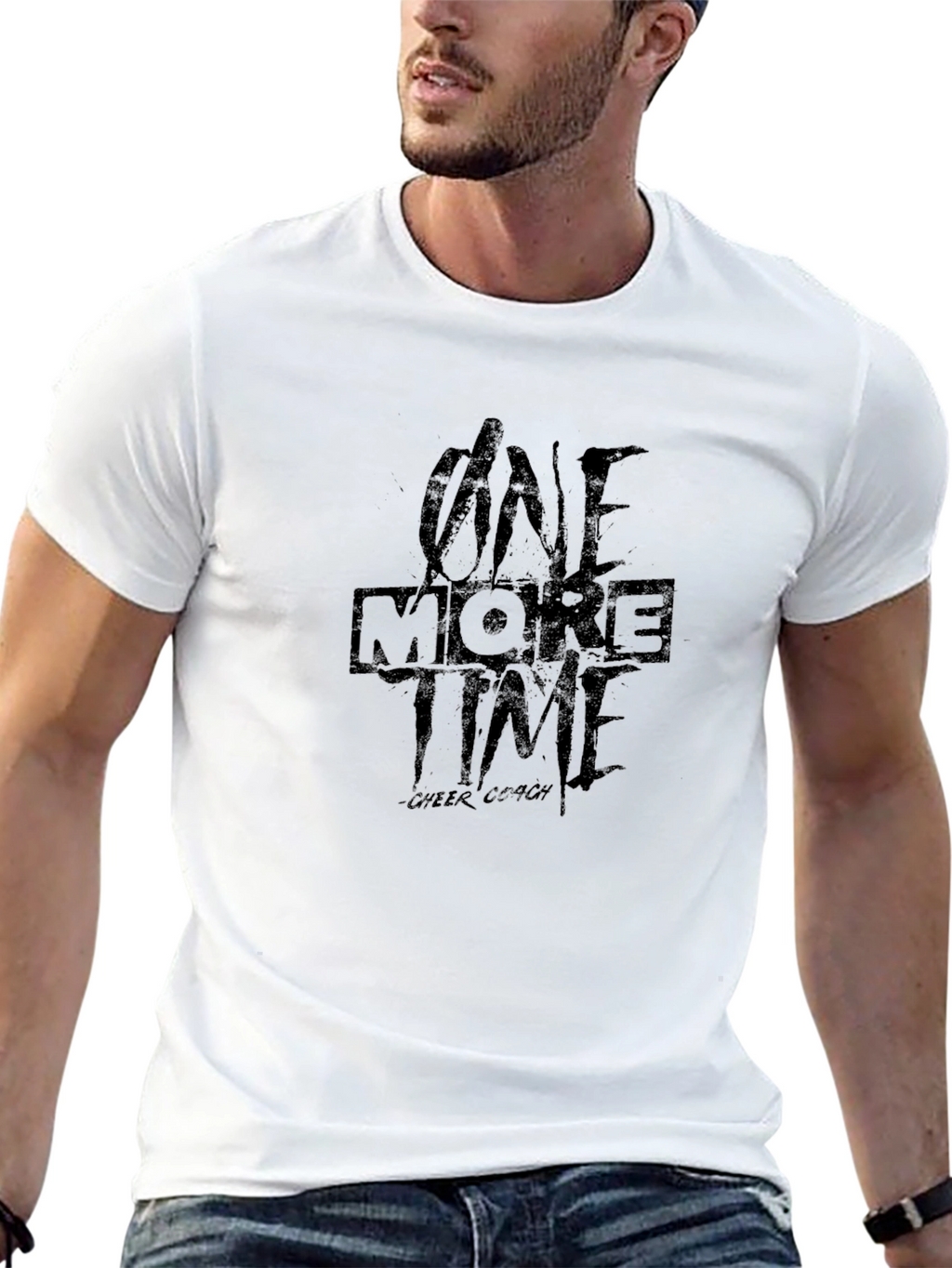 One More Time Cheer Coach Black T-Shirt