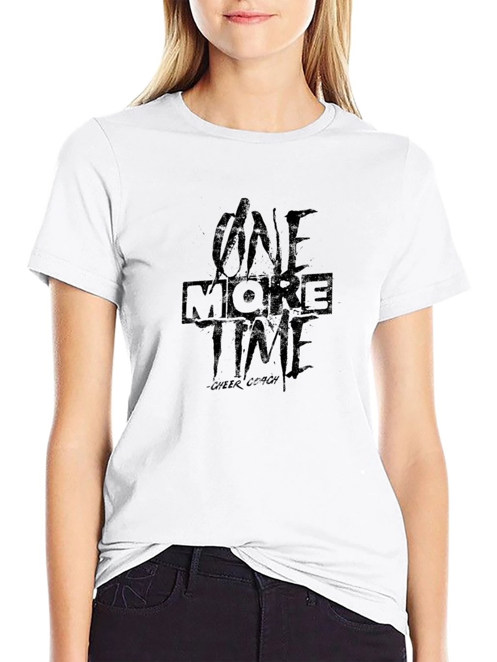 One More Time Cheer Coach Black T-Shirt