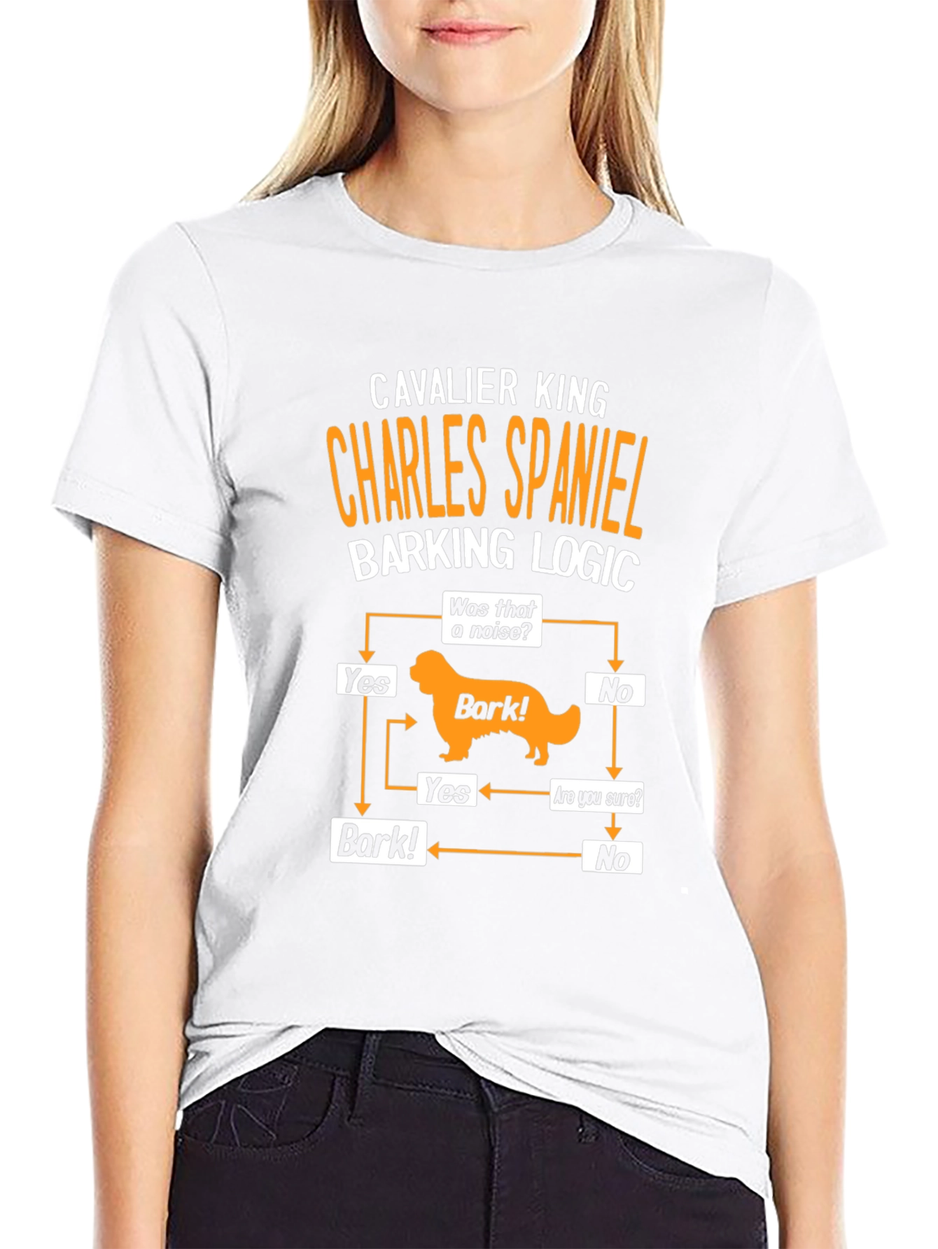 Cavalier King Charles Spaniel Barking Logic Black T-Shirt