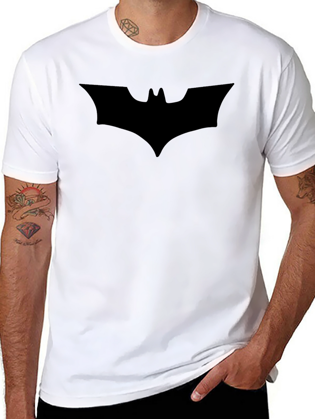Mens Black Batman Logo T-Shirt