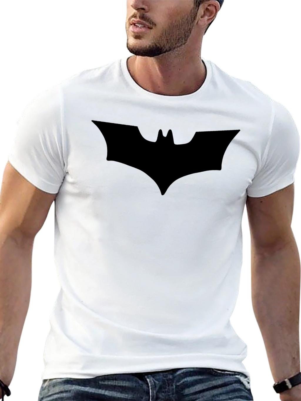 Mens Black Batman Logo T-Shirt