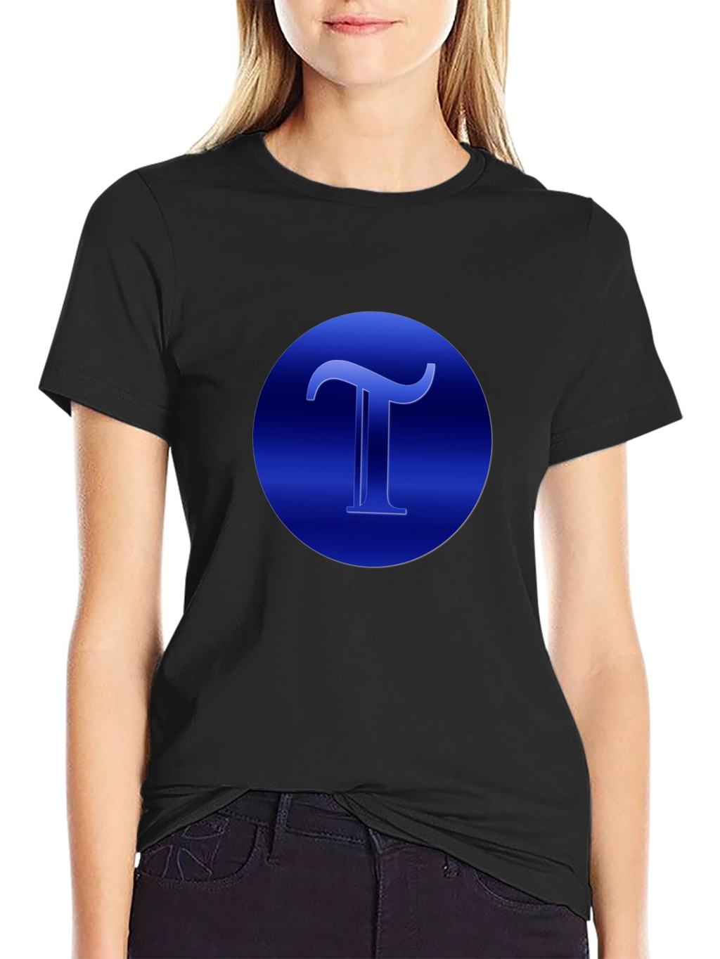 Blue T Graphic Black T-Shirt