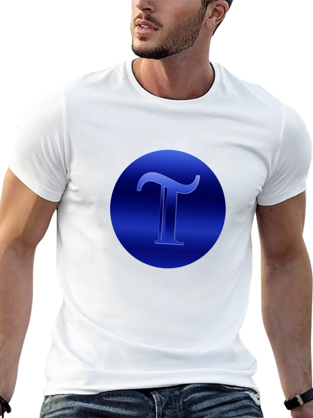Blue T Graphic Black T-Shirt