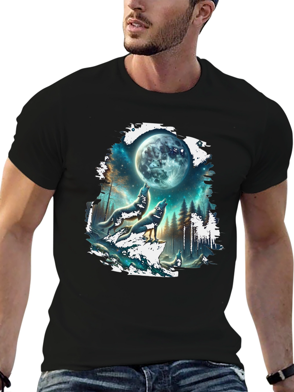 Wolf Moon T-Shirt - Black Graphic Tee