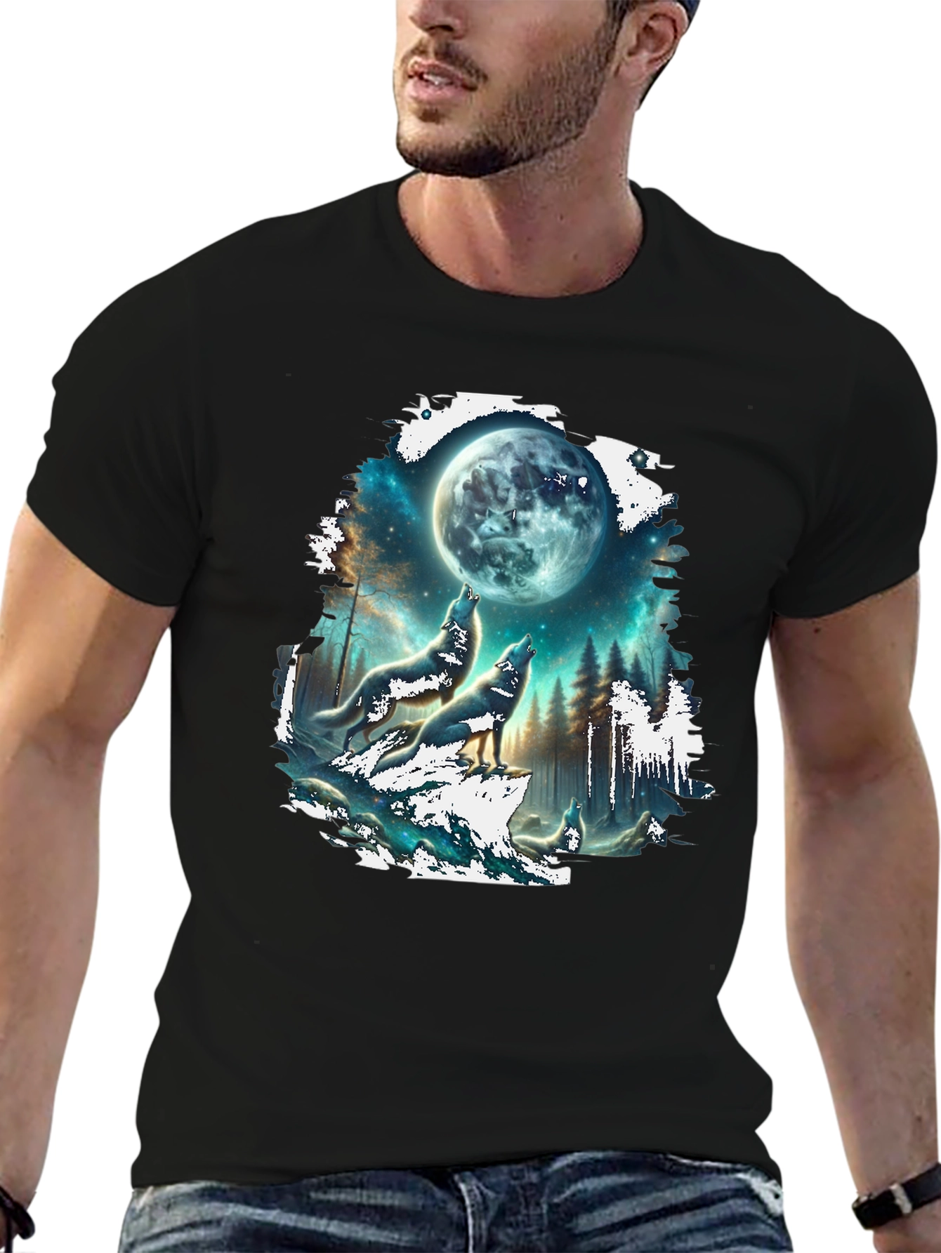 Wolf Moon T-Shirt - Black Graphic Tee
