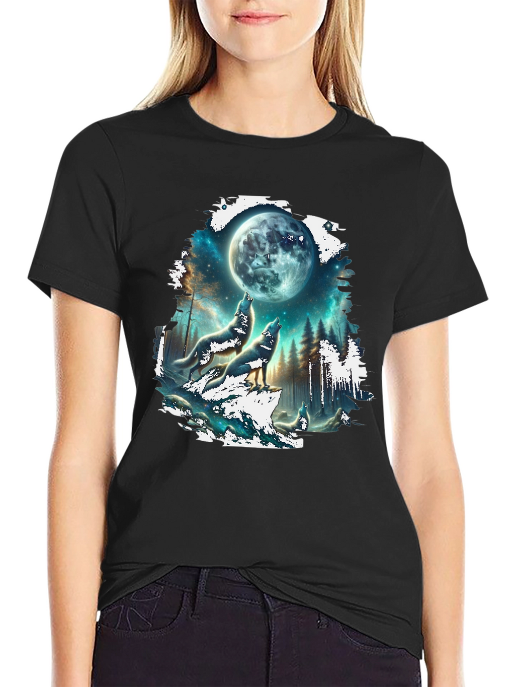 Wolf Moon T-Shirt - Black Graphic Tee