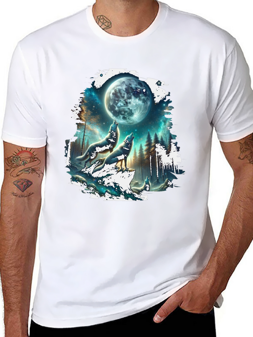 Wolf Moon T-Shirt - Black Graphic Tee