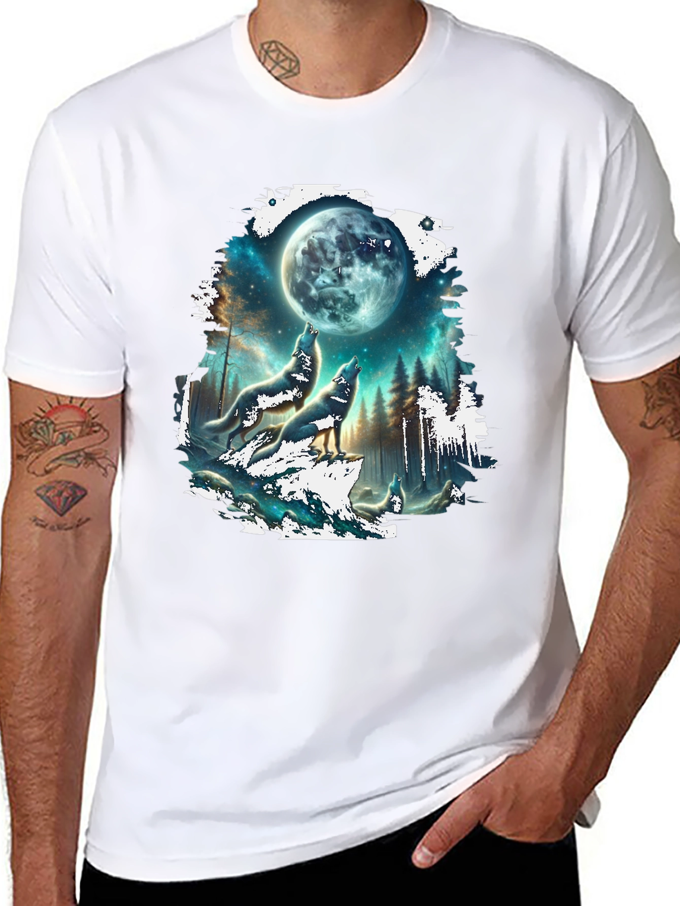 Wolf Moon T-Shirt - Black Graphic Tee