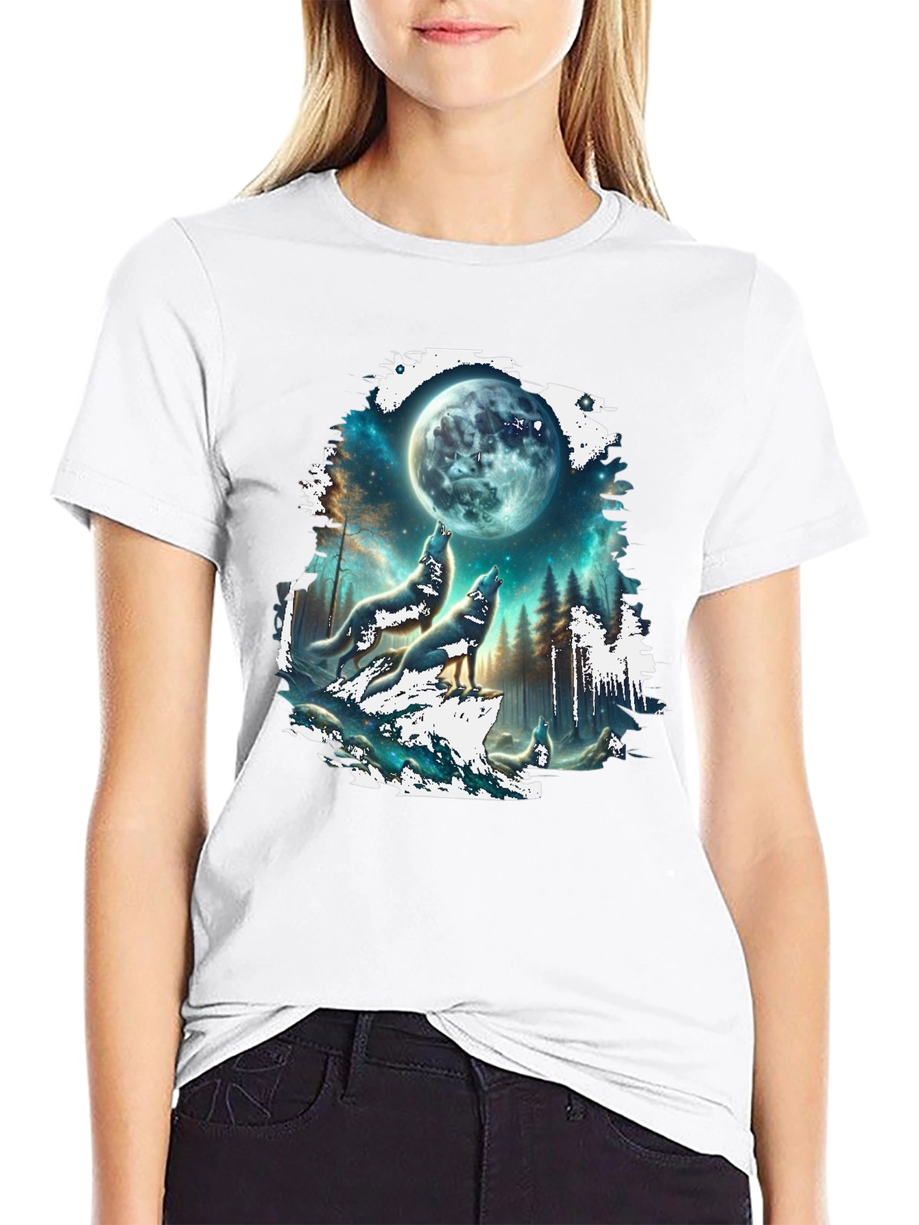 Wolf Moon T-Shirt - Black Graphic Tee