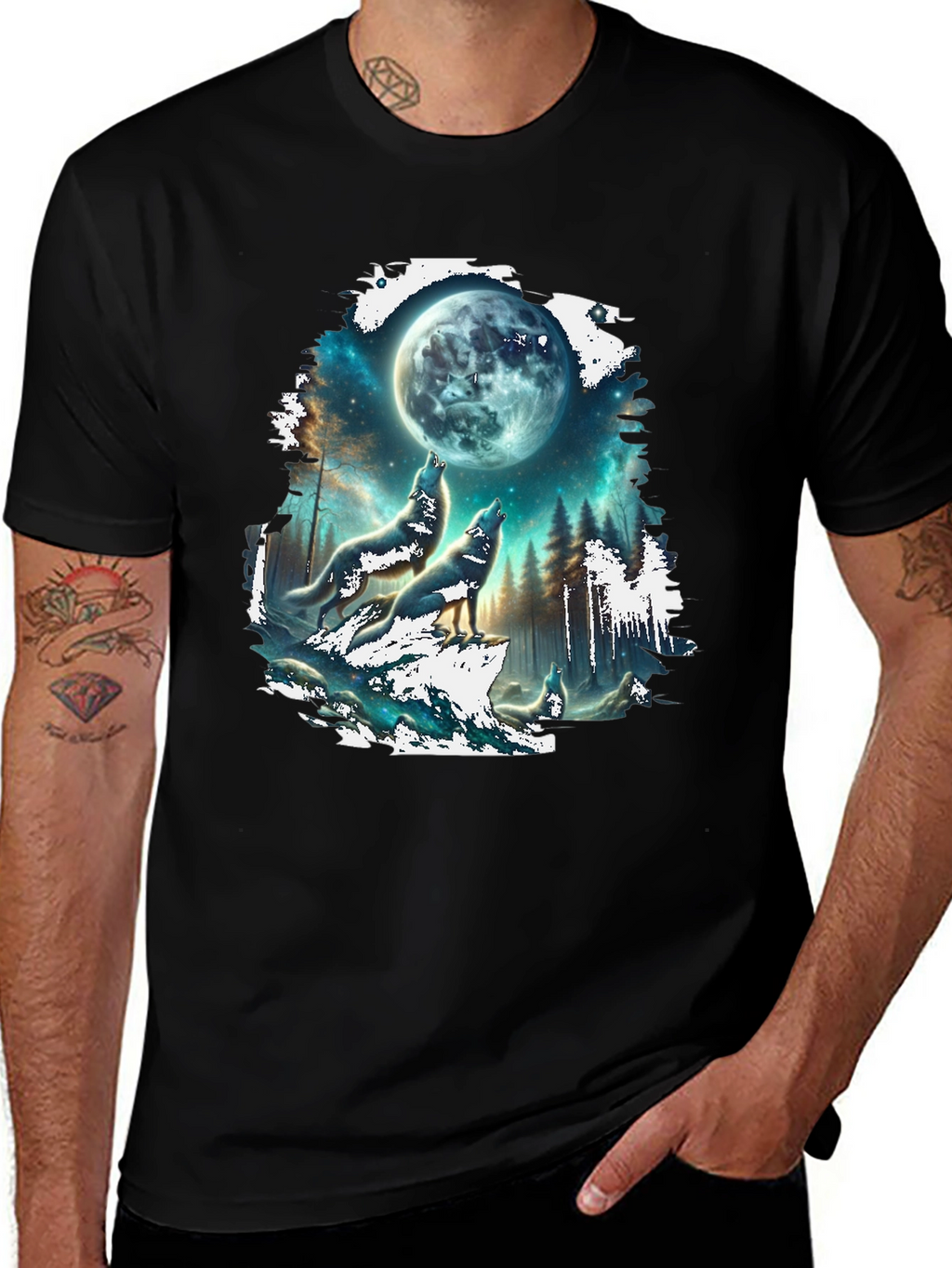 Wolf Moon T-Shirt - Black Graphic Tee