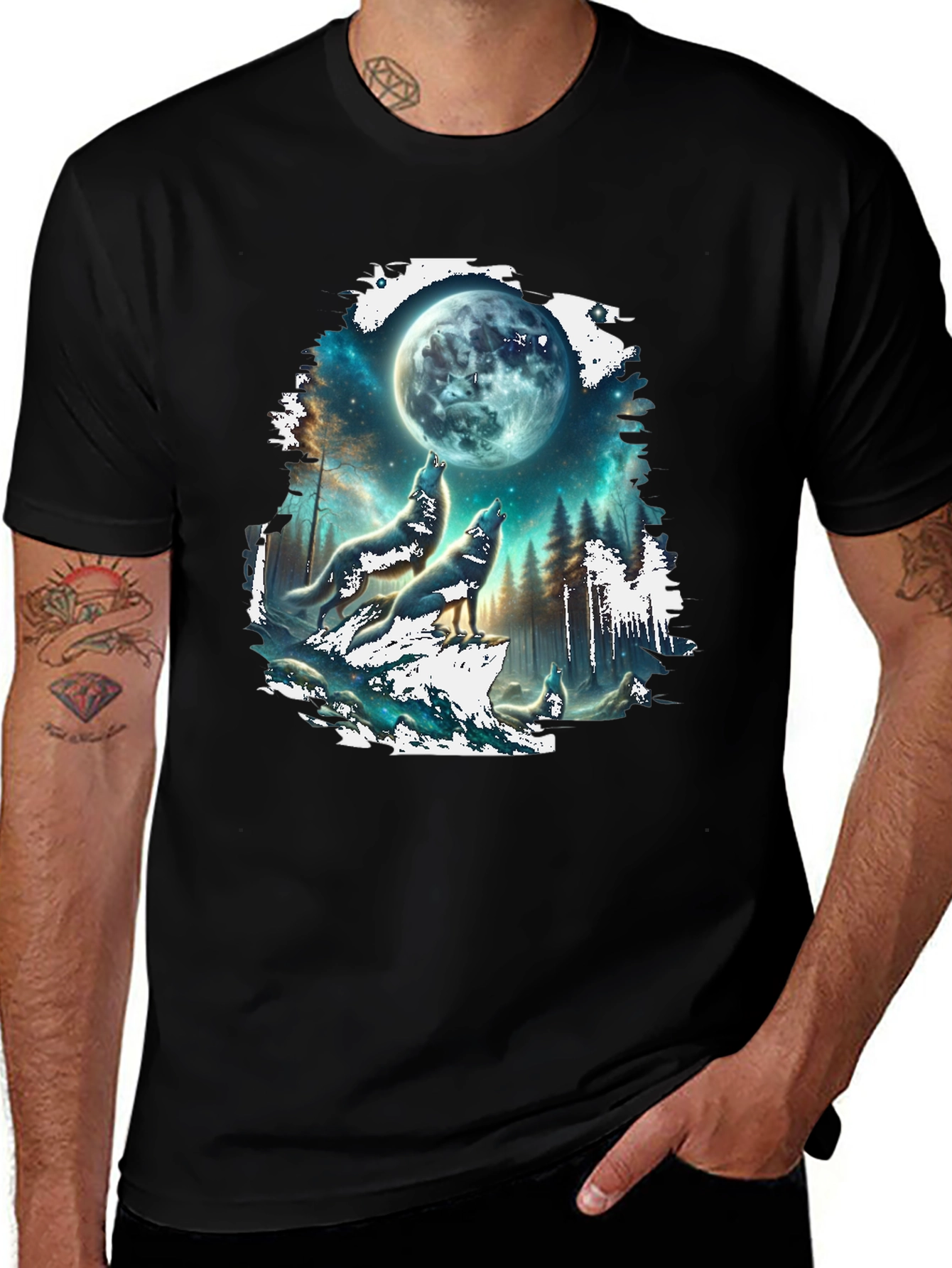 Wolf Moon T-Shirt - Black Graphic Tee