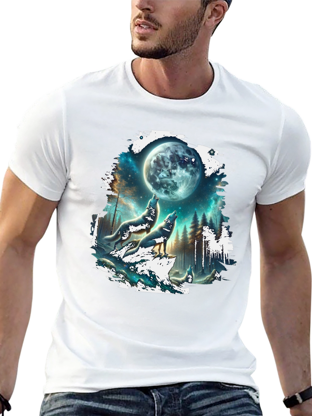 Wolf Moon T-Shirt - Black Graphic Tee