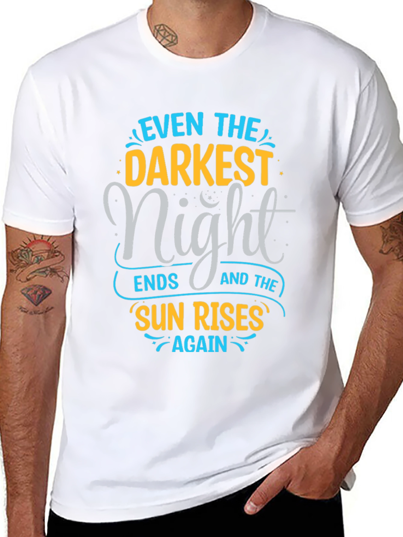Inspirational Quote Graphic Tee - Even The Darkest Night