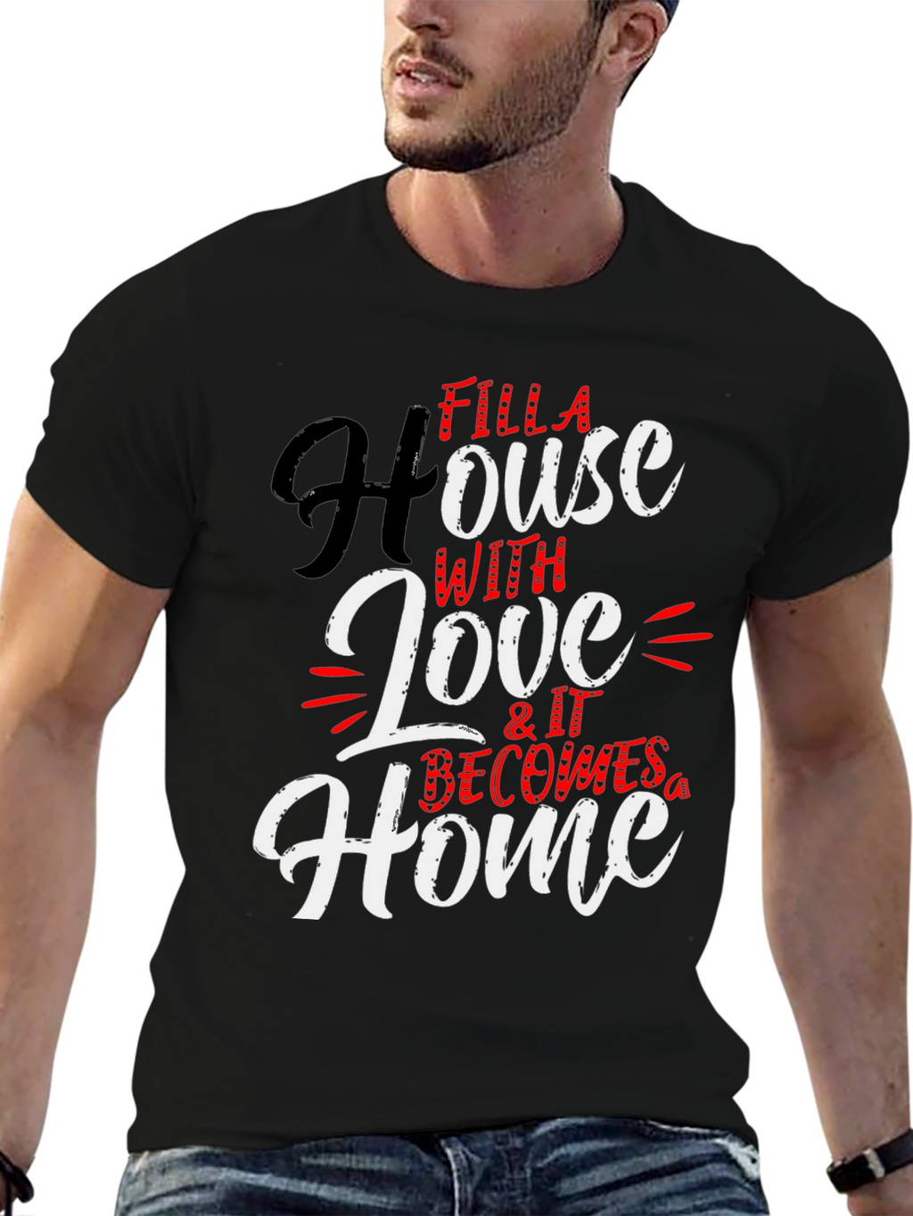 Filla House with Love Black T-Shirt
