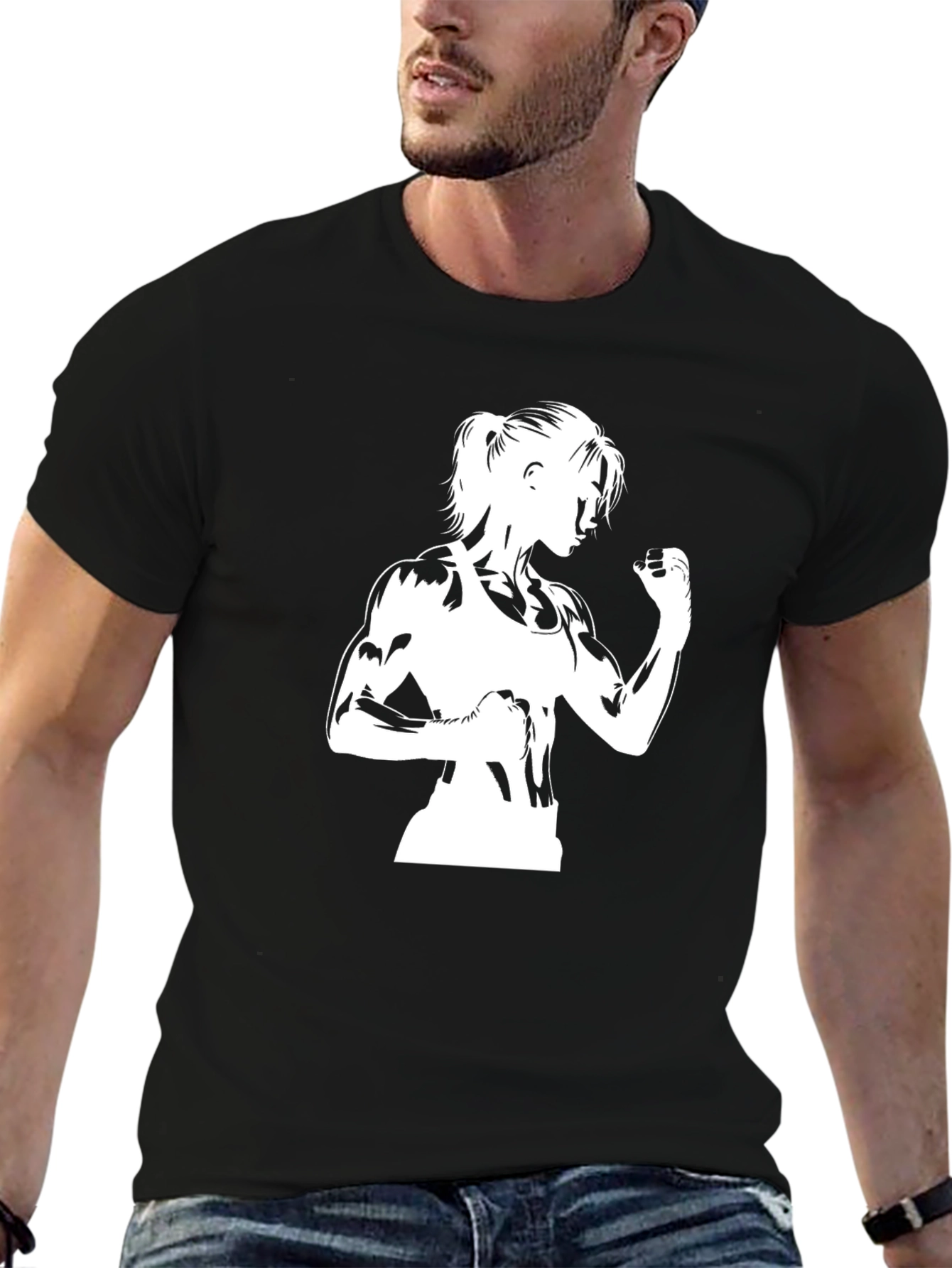 Fitness Graphic Tee - Black Cotton T-Shirt